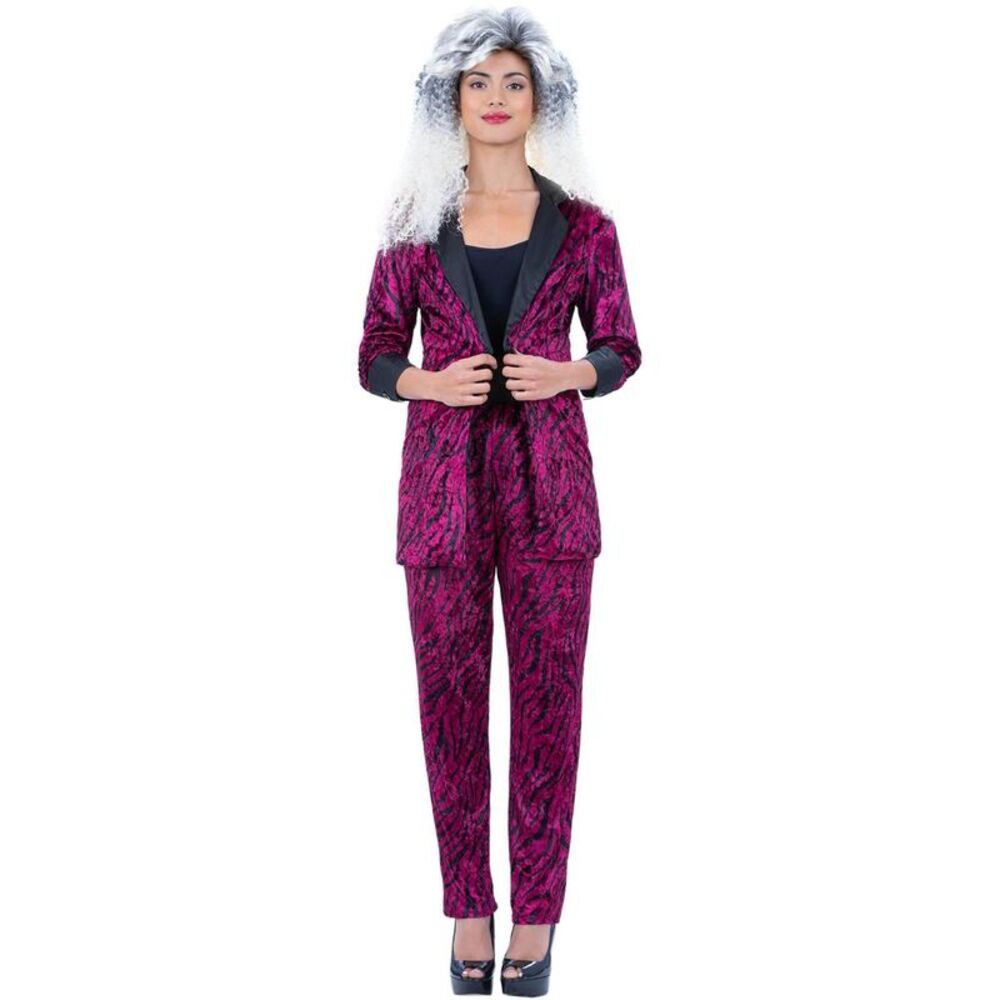 Smiffys Unisex Adult 80s Zebra Print Costume Suit / Pink/Black
